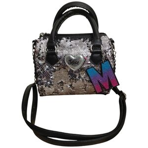 Justice Girls Sequin Initial Charm Top Handle Crossbody Bag